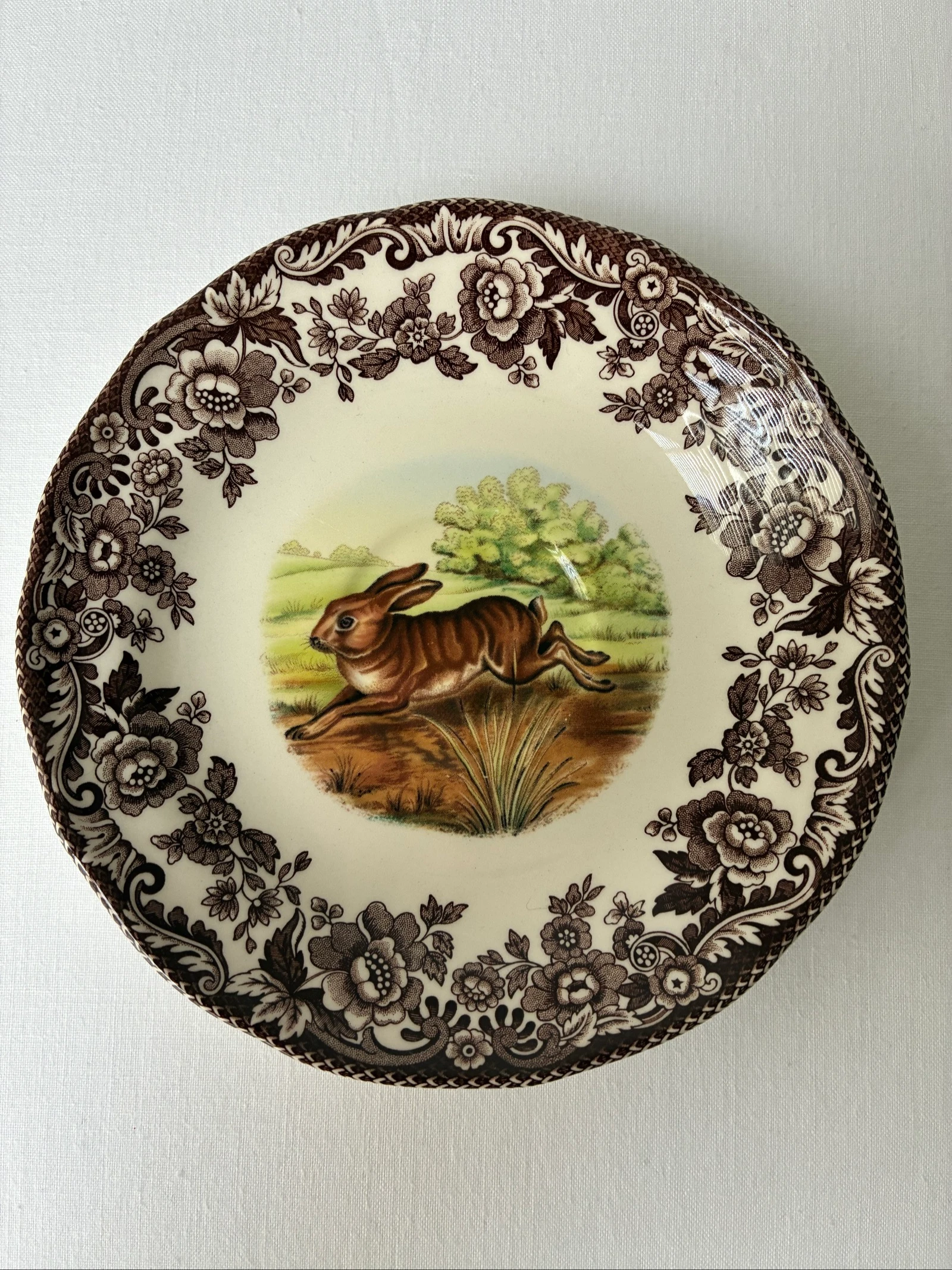 Vintage Spode Woodland 2 schoteltjes haas 